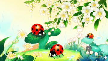 春天绿色小清新植物立春春分惊蛰雨水10