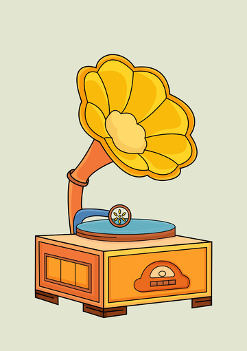 唱片机留声机扁平插画