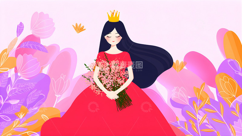 高清大图下载【趣麦麦图】-三八女神节妇女节情人节人物背景2