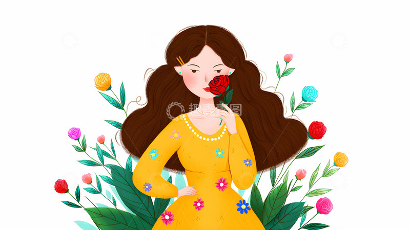 高清大图下载【趣麦麦图】女神节妇女节情人节人物背景1