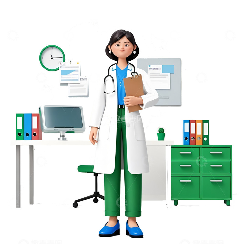 高清大图下载【趣麦麦图】妇女节女性医生卡通3D人物素材