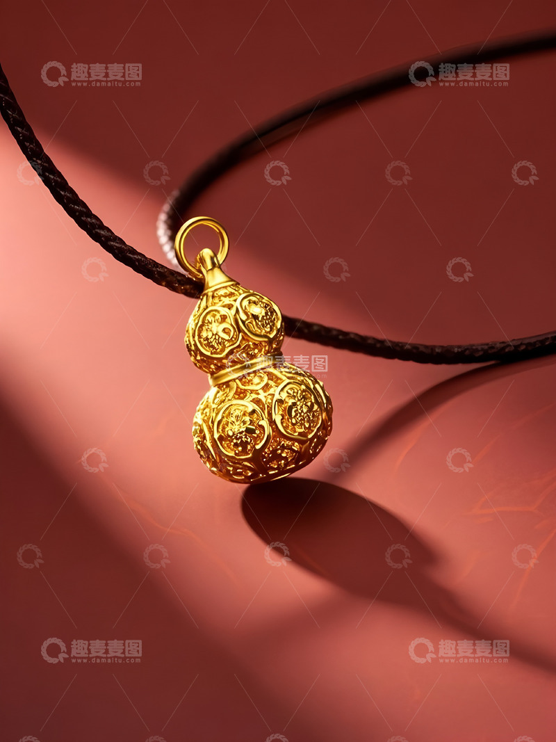 高清大图下载【趣麦麦图】-黄金吊坠葫芦摄影图