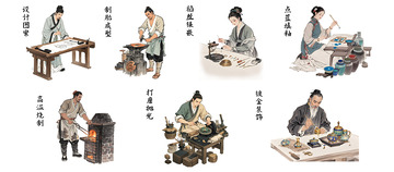 古法珐琅饰品工艺流程插画