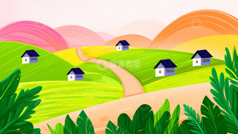 高清大图下载【趣麦麦图】春天绿色清新节气背景6