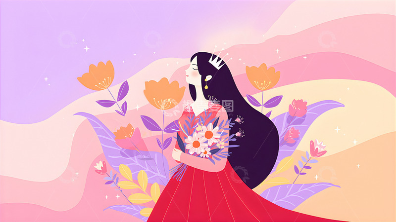 高清大图下载【趣麦麦图】三八女神节妇女节情人节人物背景4