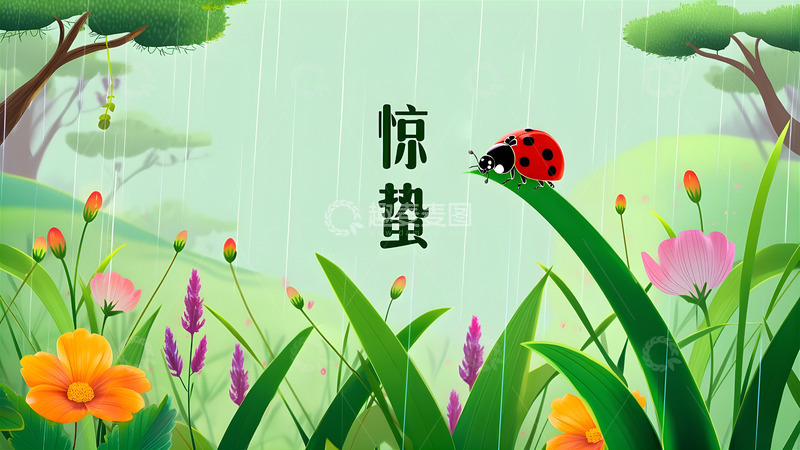 高清大图下载【趣麦麦图】春天绿色清新背景节气惊蛰雨水谷雨2
