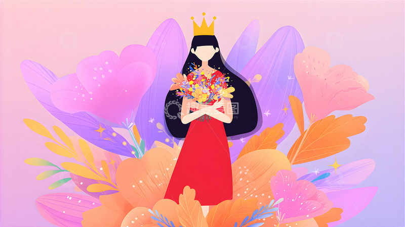 高清大图下载【趣麦麦图】女神节妇女节情人节人物背景7