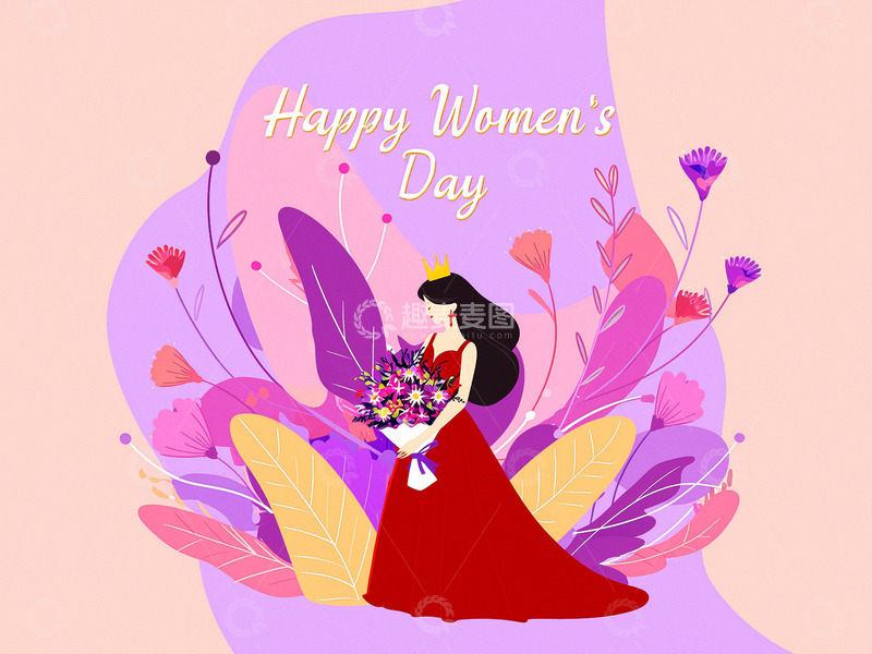 高清大图下载【趣麦麦图】三八女神节妇女节艺术字节日背景7