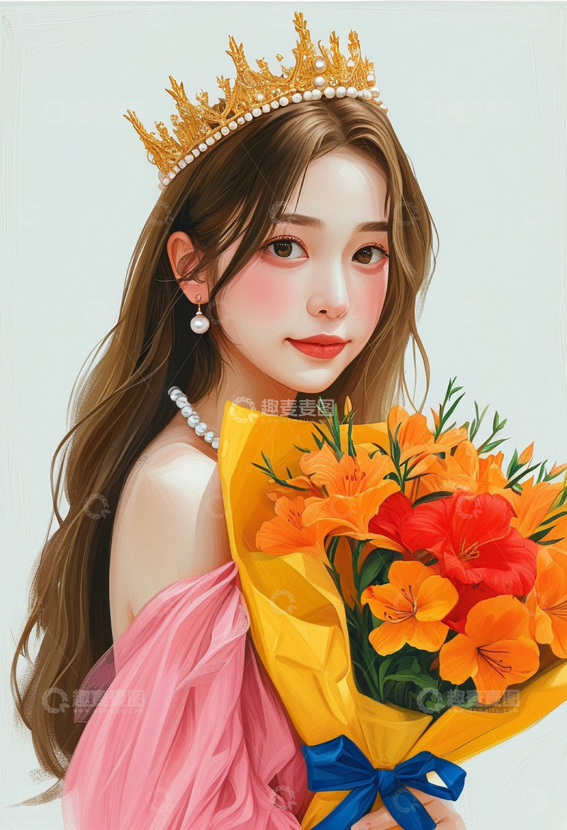 高清大图下载【趣麦麦图】女神节妇女节情人节人物背景9