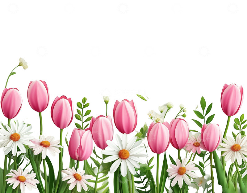 高清大图下载【趣麦麦图】免扣粉色郁金香鲜花花朵