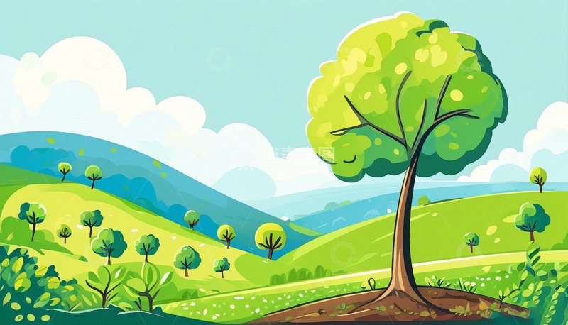 生机勃勃的春天春天植树节清新背景