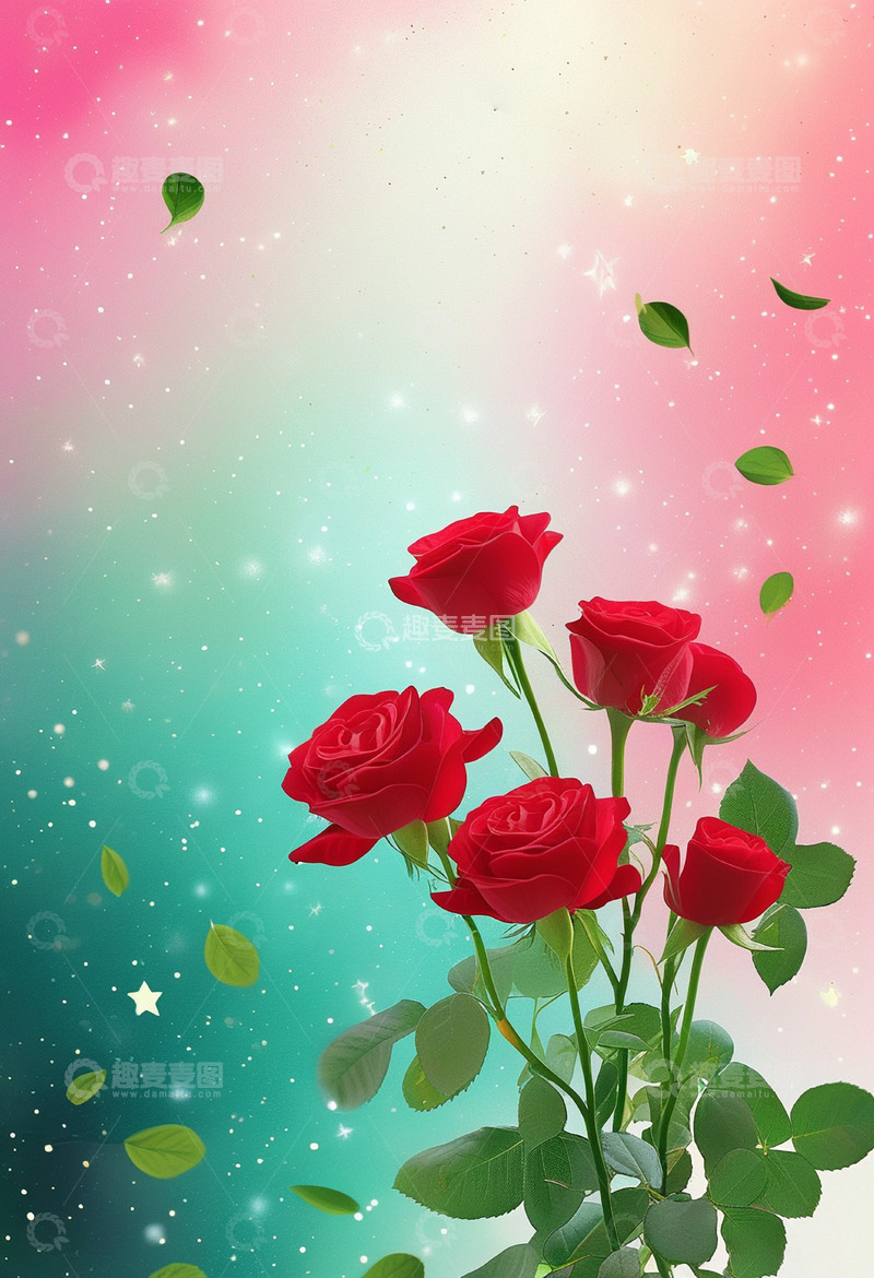 高清大图下载【趣麦麦图】女神节妇女节情人节鲜花背景1