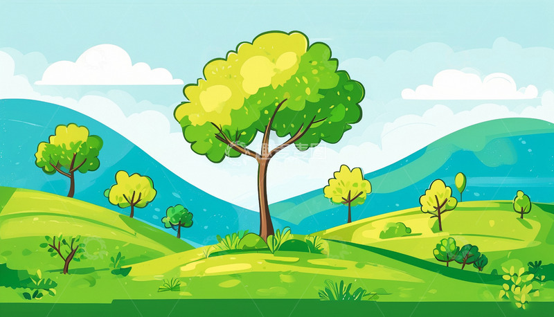 生机勃勃的春天春天植树节清新背景3