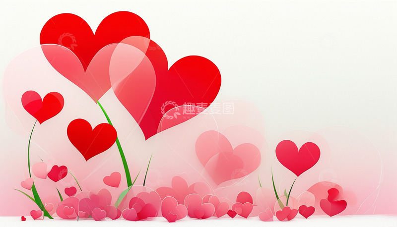 高清大图下载【趣麦麦图】女神节妇女节情人节爱心背景1