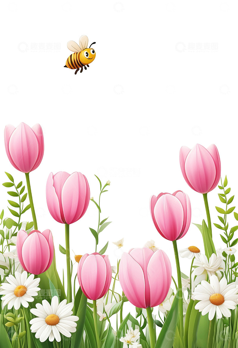 高清大图下载【趣麦麦图】免扣粉色郁金香鲜花花朵9