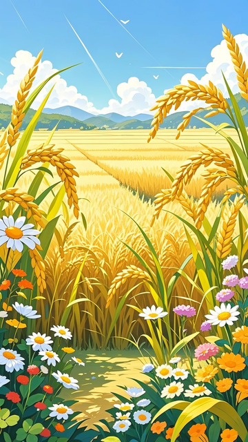 秋天 田野 稻穗 