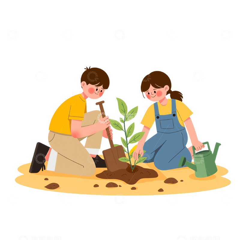 高清大图下载【趣麦麦图】植树节卡通插画素材3