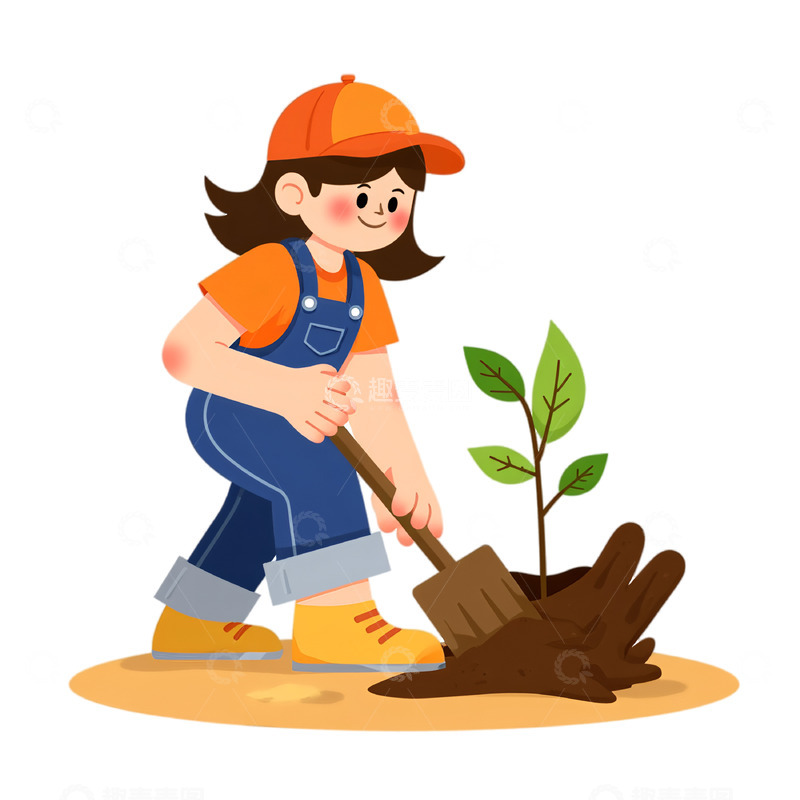 高清大图下载【趣麦麦图】植树节卡通插画素材1