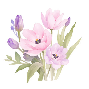 花卉水彩插画素材