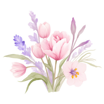 花卉水彩插画素材1