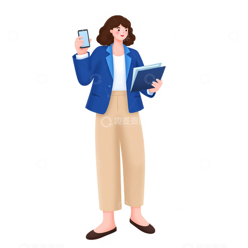 高清大图下载【趣麦麦图】妇女节女职员卡通人物素材