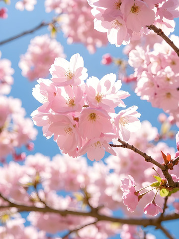 阳光下樱花盛开
