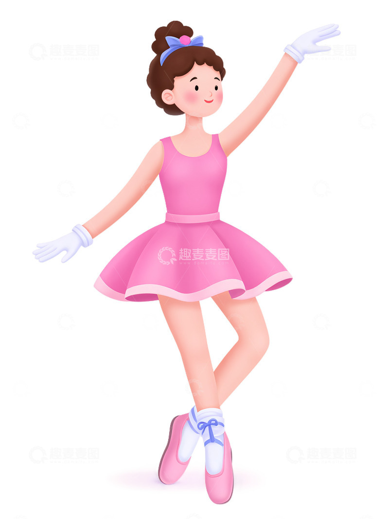 高清大图下载【趣麦麦图】妇女节女性舞蹈演员工卡通人物素材