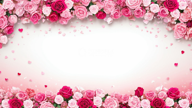高清大图下载【趣麦麦图】情人节婚礼玫瑰装饰边框背景