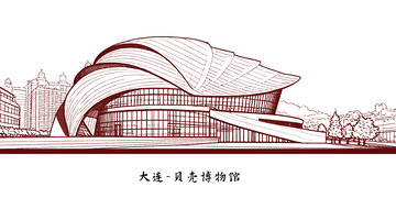 地标建筑线稿图4