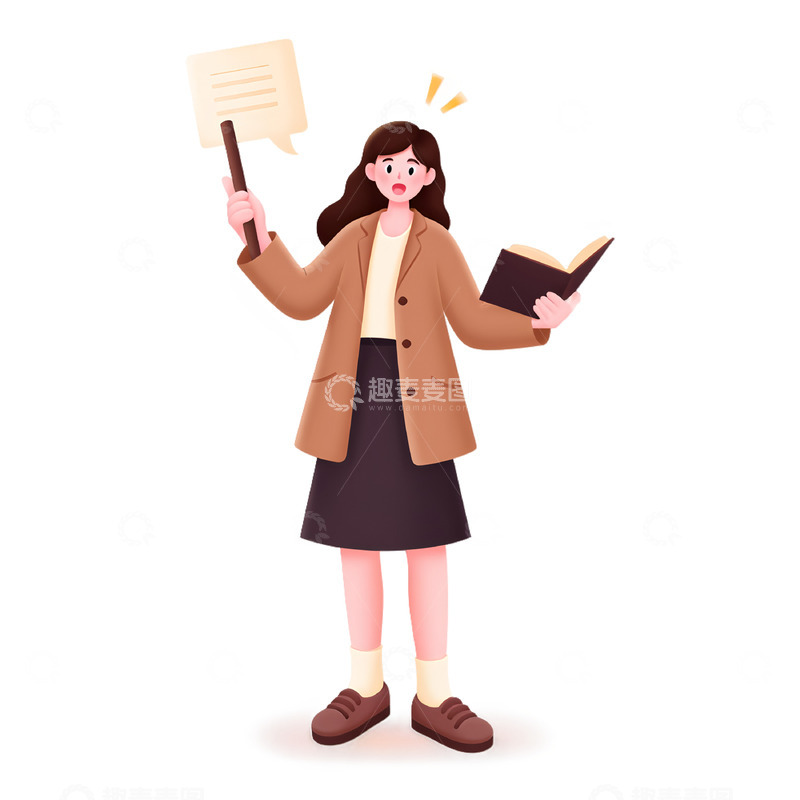 高清大图下载【趣麦麦图】妇女节教师职业卡通人物素材1