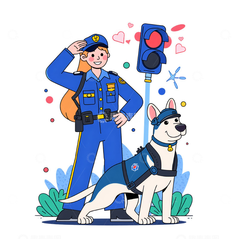 高清大图下载【趣麦麦图】妇女节警察职业卡通人物素材