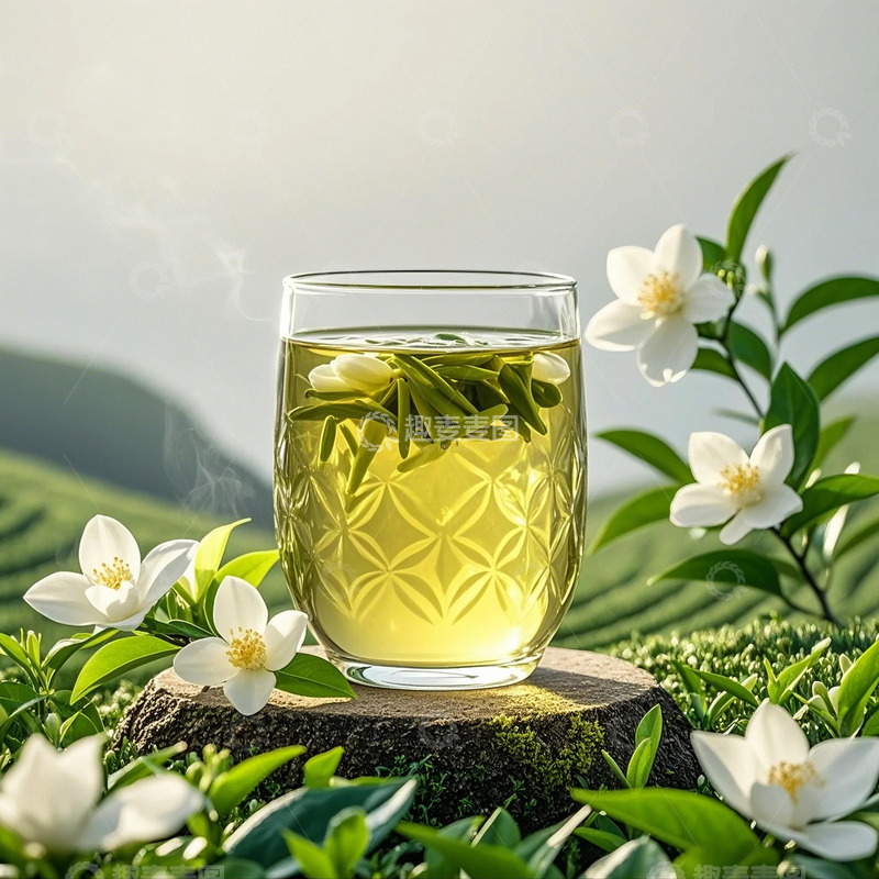 高清大图下载【趣麦麦图】茉莉花茶绿茶的清新茶艺5