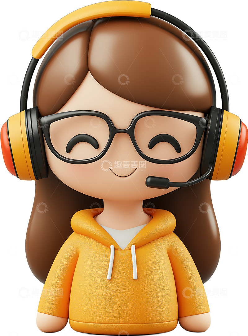高清大图下载【趣麦麦图】3D售后人物免抠客服卡通