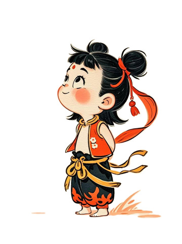 手绘哪吒小孩