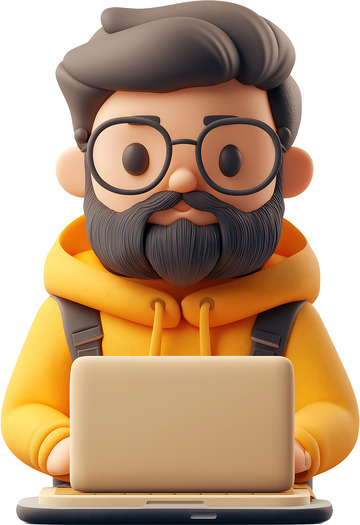 3D免抠卡通工程师程序员开发