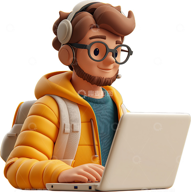 高清大图下载【趣麦麦图】工程师免抠开发卡通程序员3D