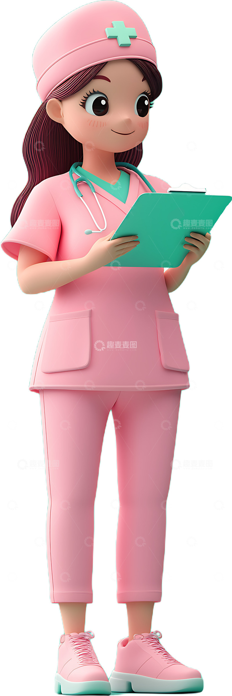 高清大图下载【趣麦麦图】3D卡通护士人物免抠护工
