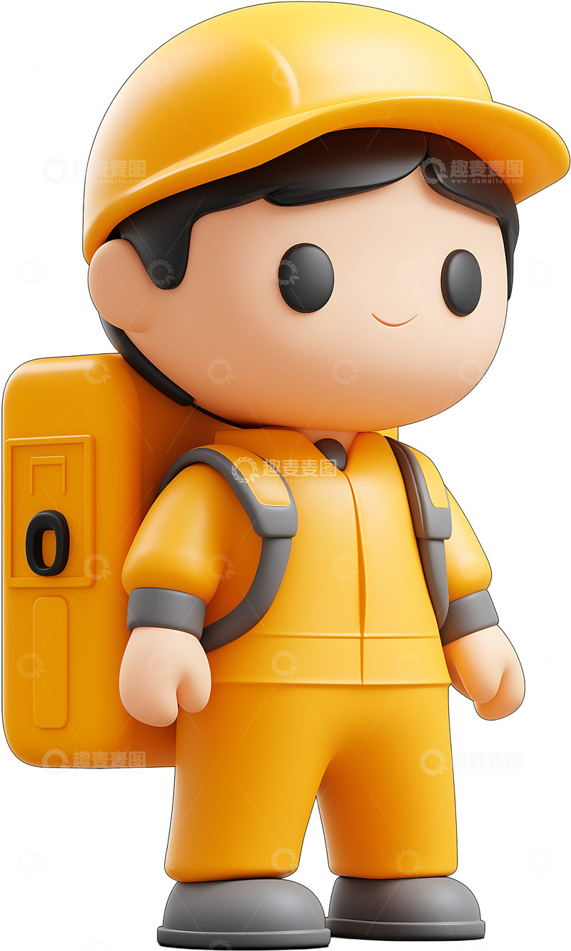 高清大图下载【趣麦麦图】免抠快递员外卖员配送员3D卡通