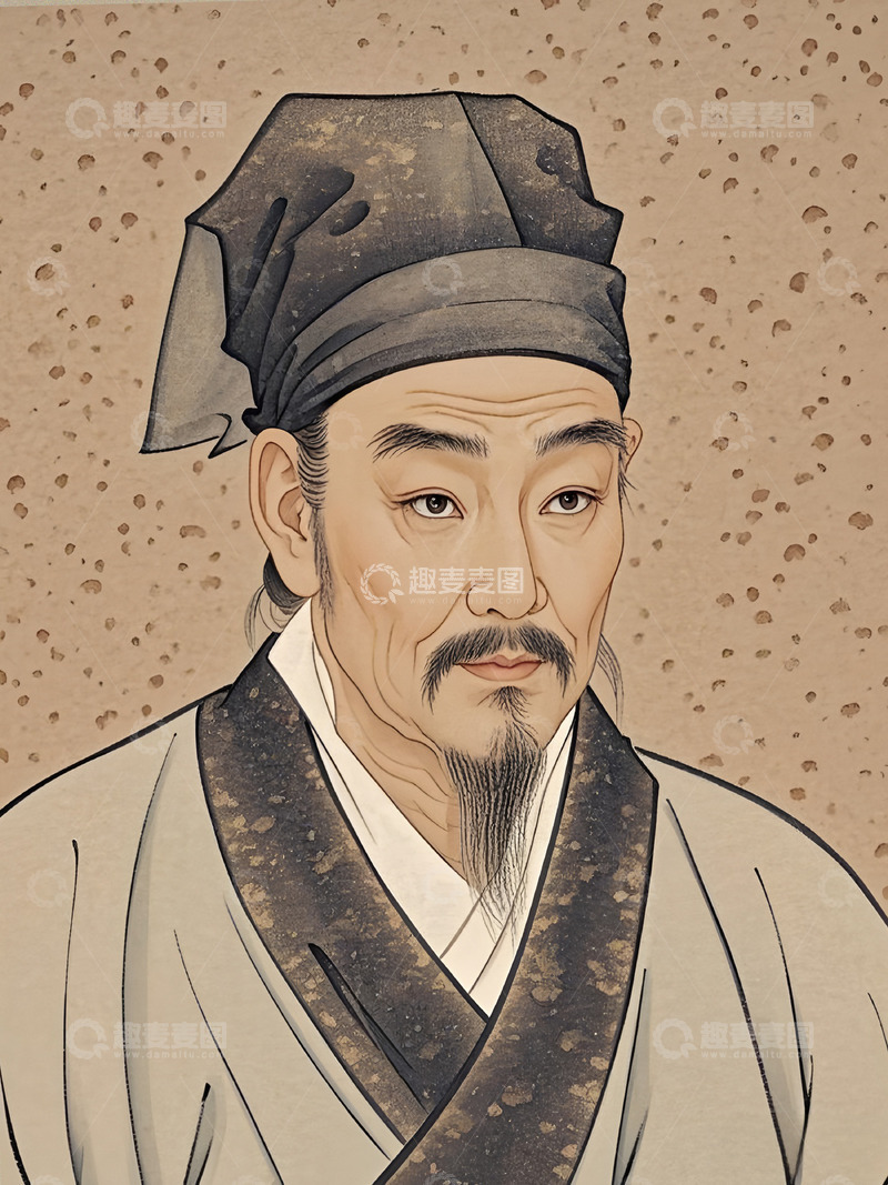 高清大图下载【趣麦麦图】李时珍工笔画半身像插画