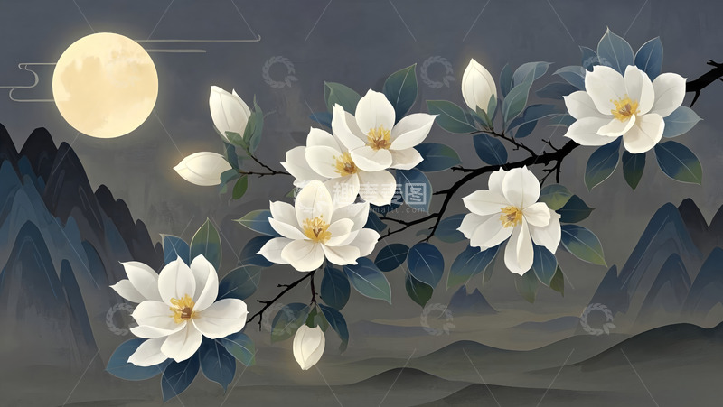 装饰画白玉兰背景图1