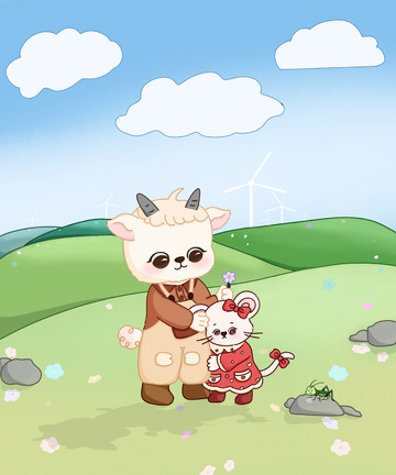 小羊哥哥带着小老鼠妹妹去大草原游玩啦