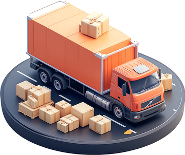 装卸卡通物流免抠3D货车