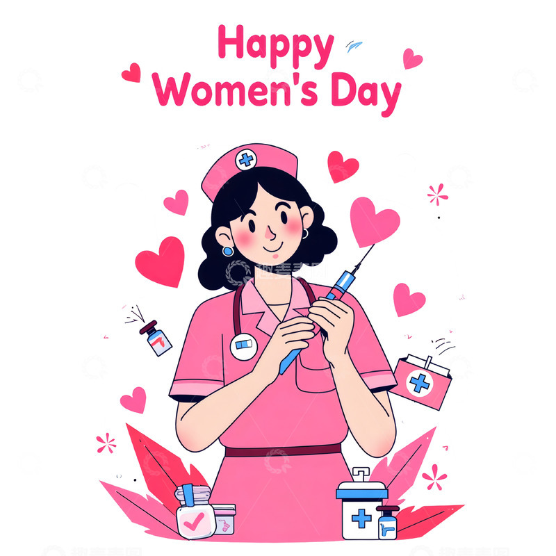 高清大图下载【趣麦麦图】妇女节护士职业卡通人物素材