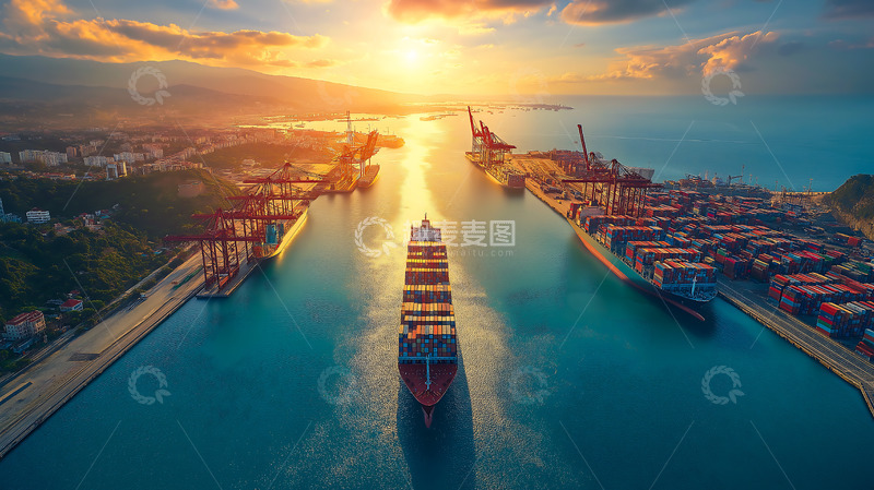 高清大图下载【趣麦麦图】航运海运码头货船海港港口