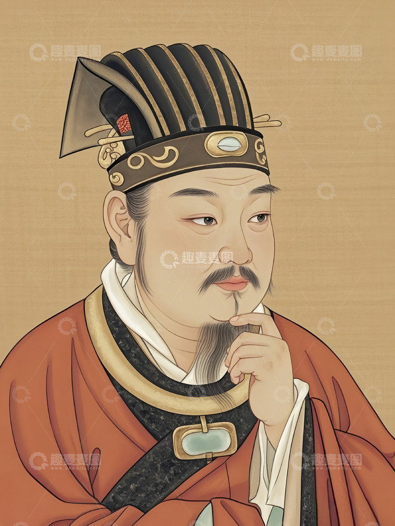 高清大图下载【趣麦麦图】蔡伦古代人物工笔画插画