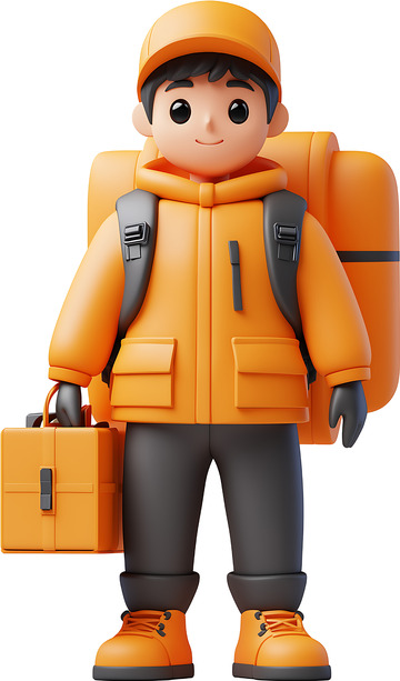 外卖员免抠配送员卡通3D快递员