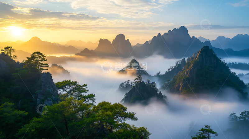 高清大图下载【趣麦麦图】日出晨曦高山云海景观风光