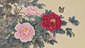 装饰画工笔画牡丹画背景图
