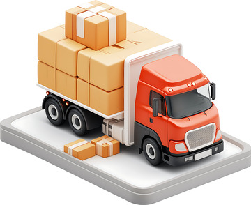 货车卡通3D物流免抠装卸