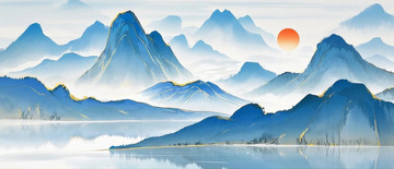 中国风意境山水背景4